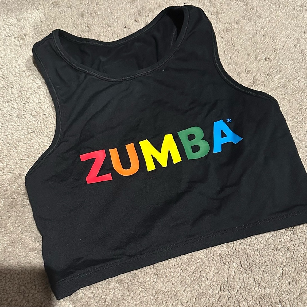 Zumba Black Crop Top with Multicolor Logo